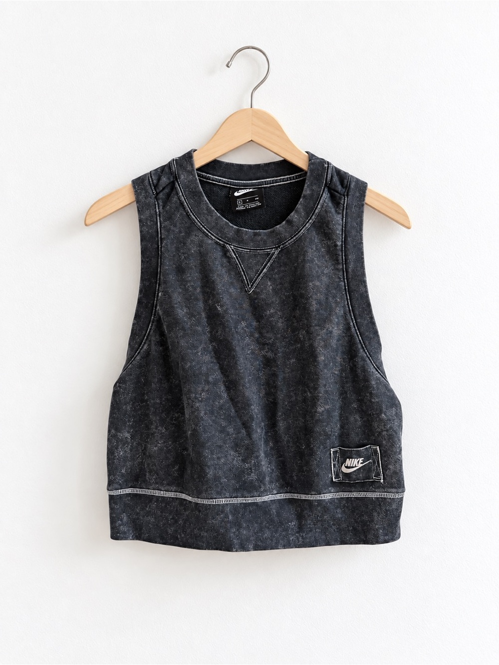 Nike Washed Black Racerback Cropped Tank Top